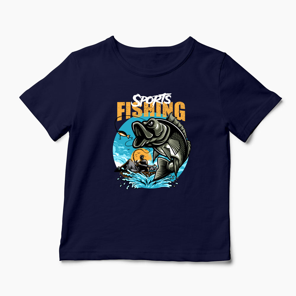 Tricou Personalizat Pescuit Sportiv - Copii-Bleumarin