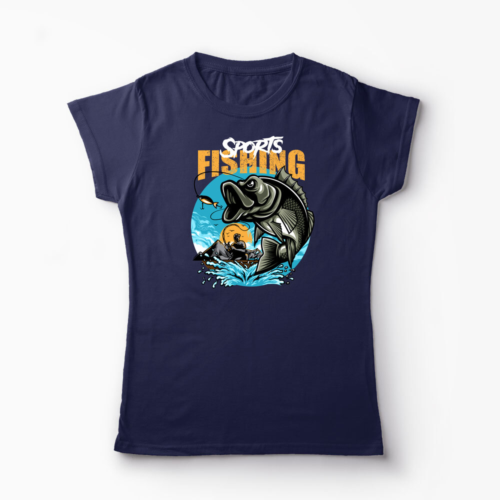 Tricou Personalizat Pescuit Sportiv - Femei-Bleumarin