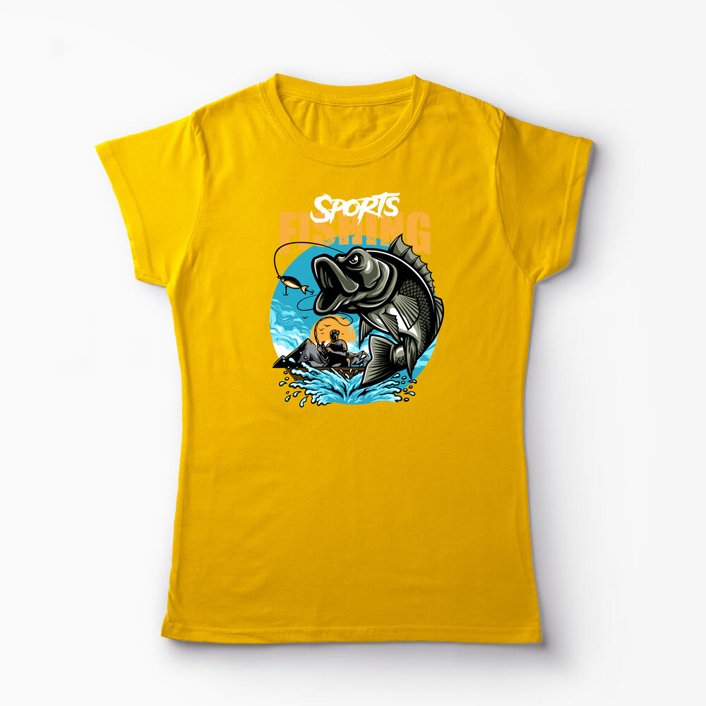 Tricou Personalizat Pescuit Sportiv - Femei-Galben