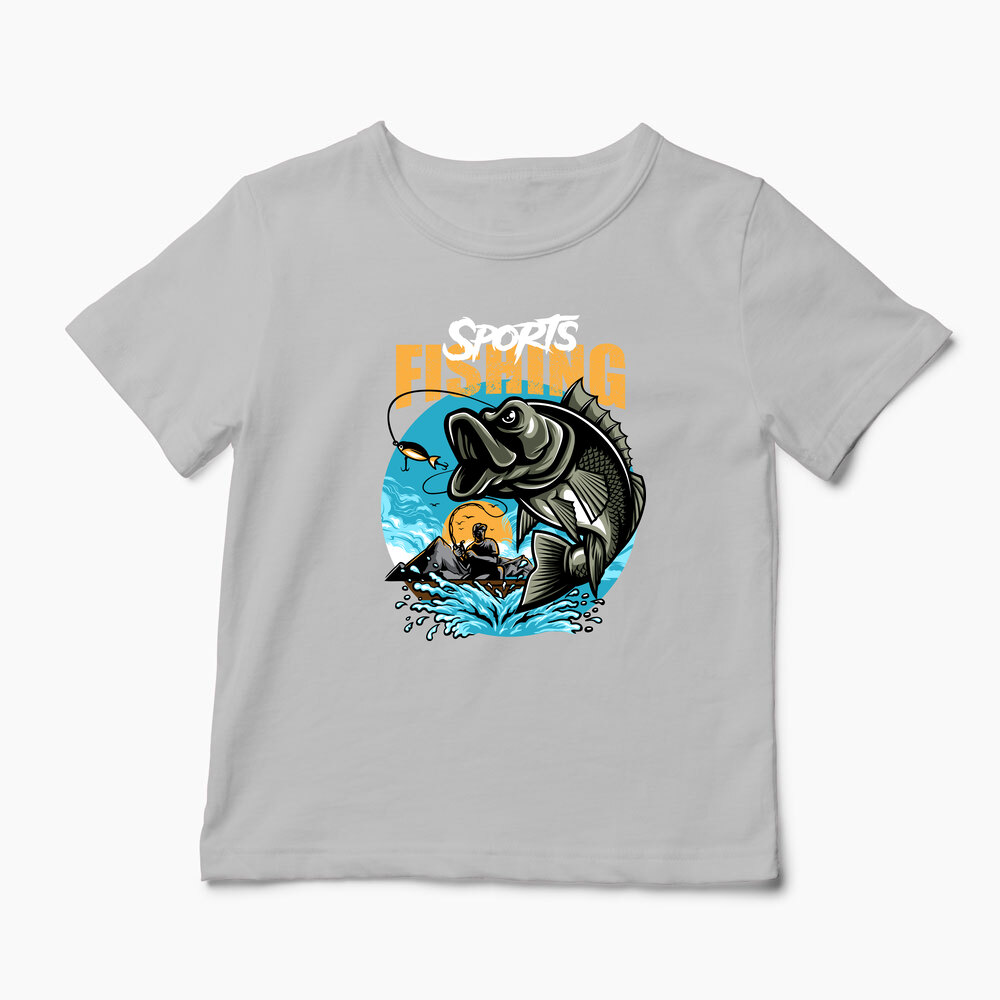 Tricou Personalizat Pescuit Sportiv - Copii-Gri