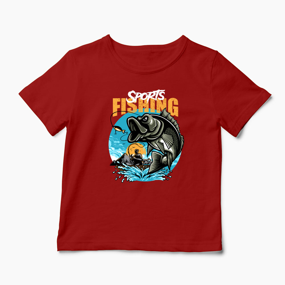 Tricou Personalizat Pescuit Sportiv - Copii-Roșu
