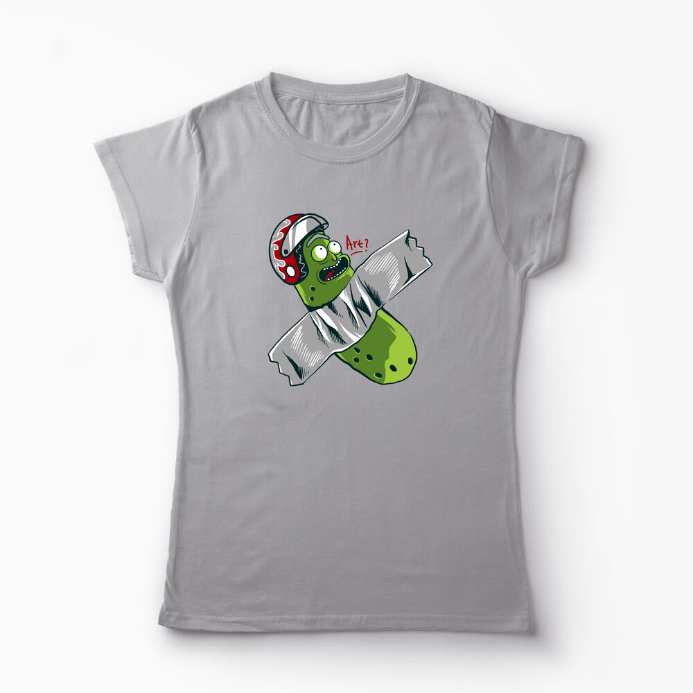Tricou Personalizat Pickle Rick Taped Art - Rick and Morty - Femei-Gri