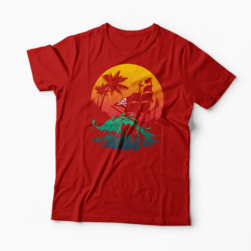 Tricou Personalizat Pirate Ship - Bărbați-Roșu