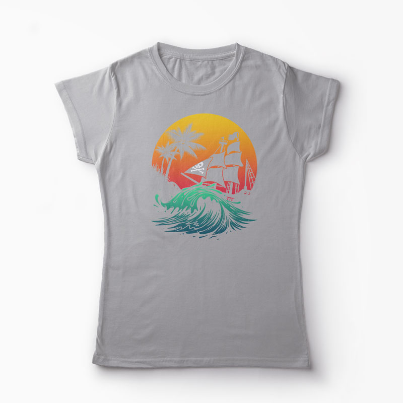 Tricou Personalizat Pirate Ship - Femei-Gri