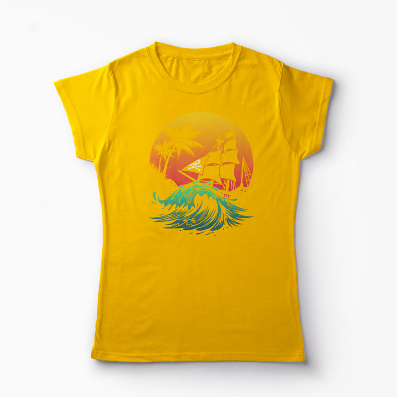 Tricou Personalizat Pirate Ship - Femei-Galben
