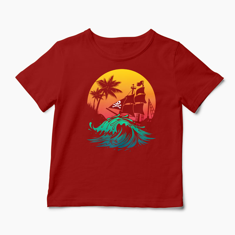 Tricou Personalizat Pirate Ship - Copii-Roșu