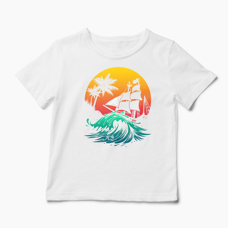 Tricou Personalizat Pirate Ship - Copii-Alb