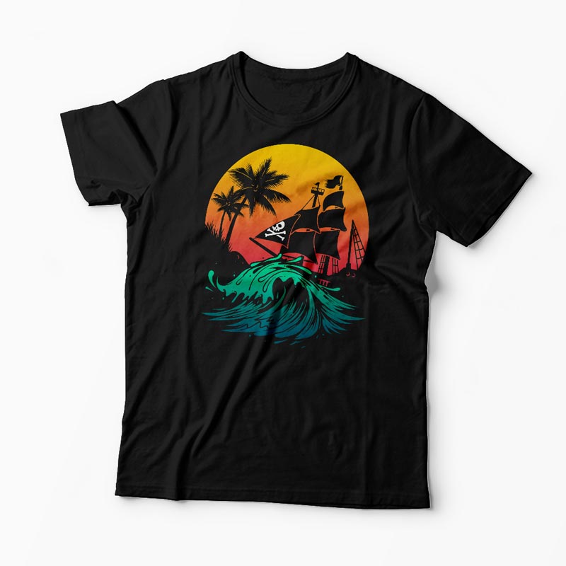 Tricou Personalizat Pirate Ship - Bărbați-Negru