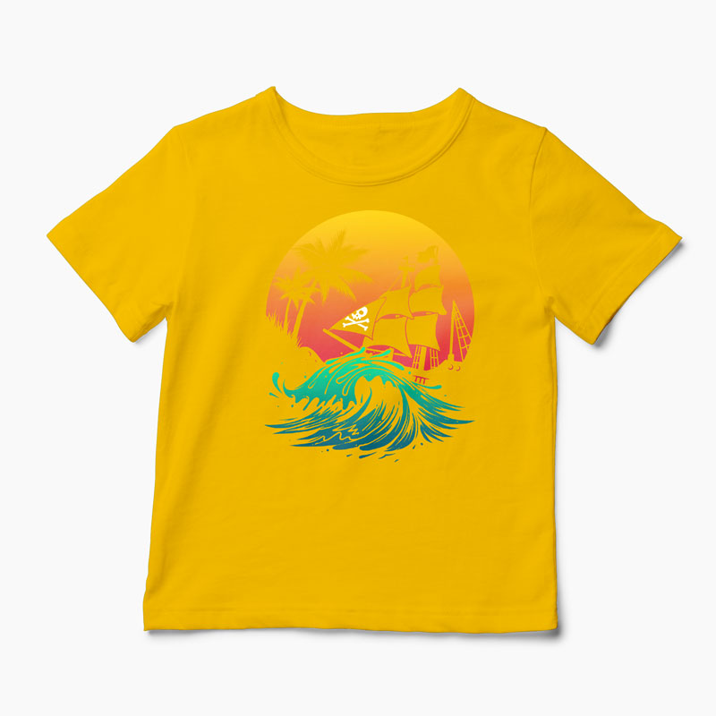 Tricou Personalizat Pirate Ship - Copii-Galben