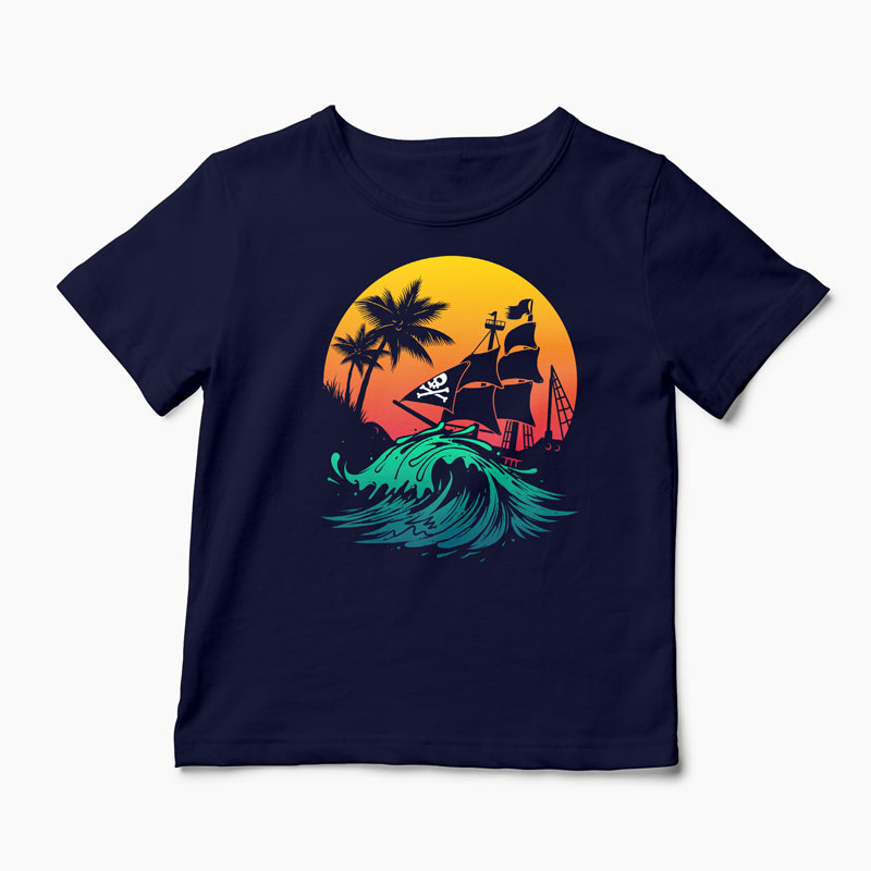 Tricou Personalizat Pirate Ship - Copii-Bleumarin