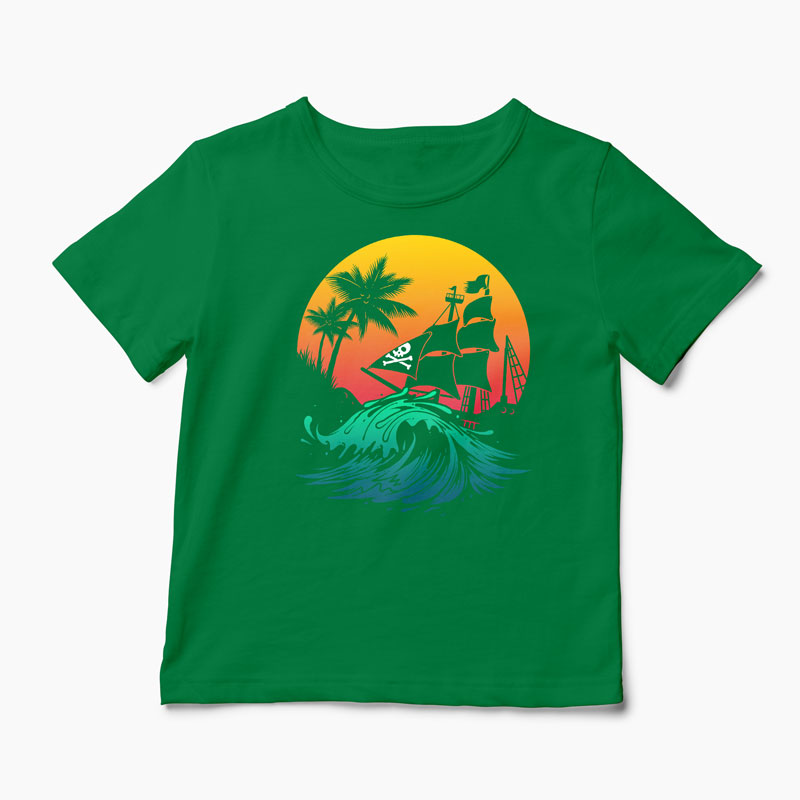 Tricou Personalizat Pirate Ship - Copii-Verde