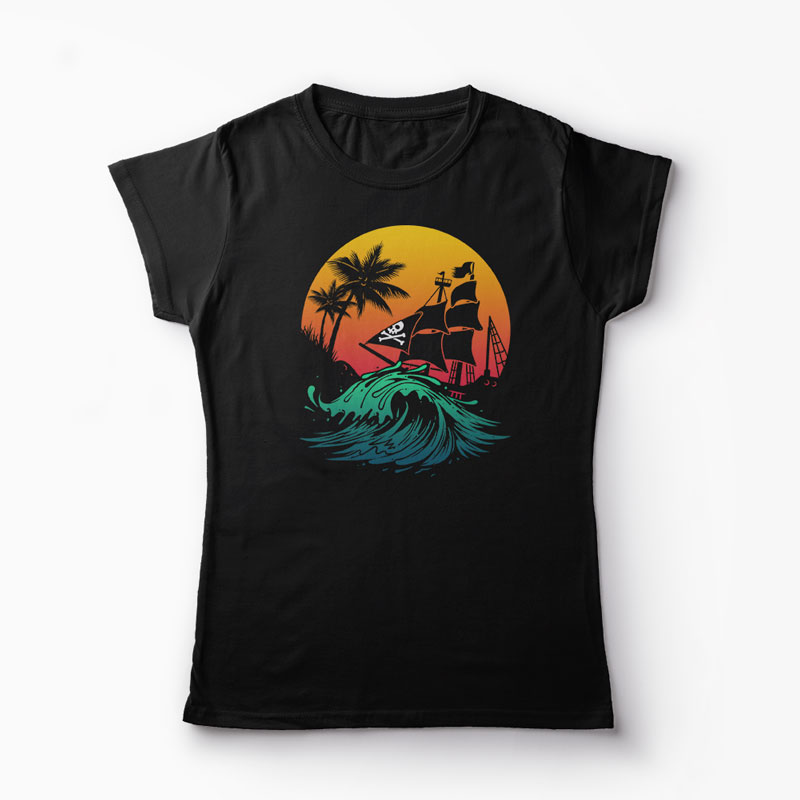 Tricou Personalizat Pirate Ship - Femei-Negru
