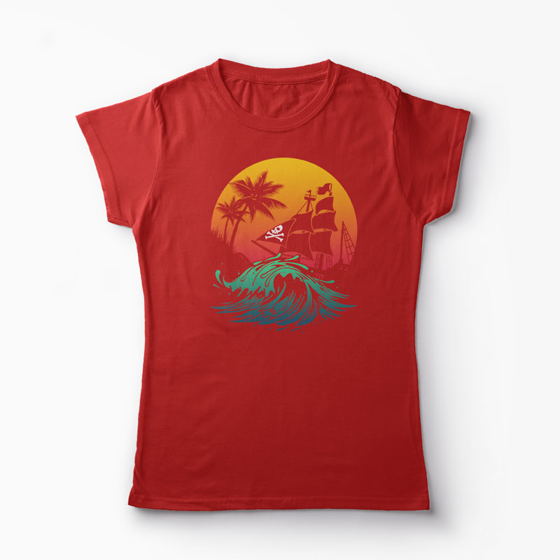 Tricou Personalizat Pirate Ship - Femei-Roșu