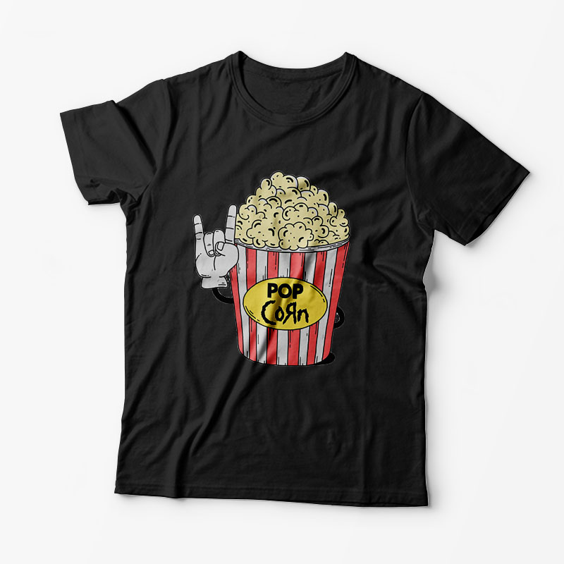 Tricou Personalizat Pop Korn Rock - Bărbați-Negru