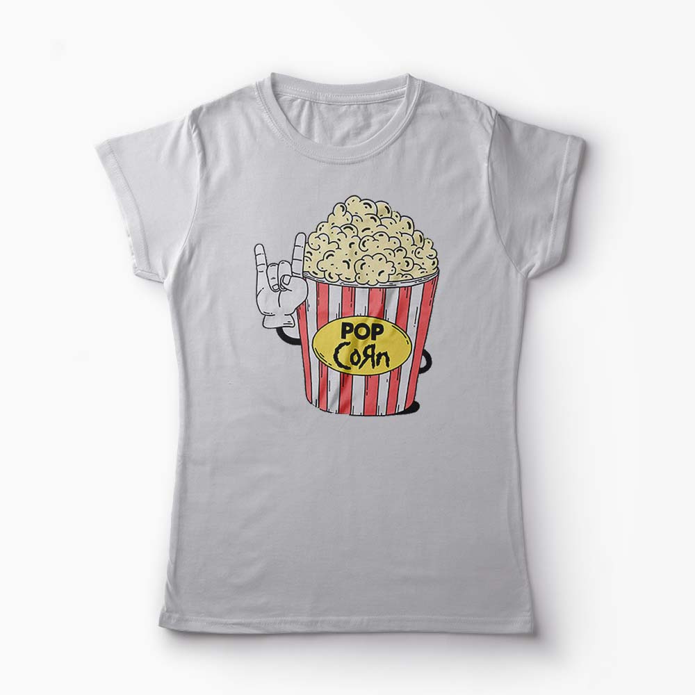 Tricou Personalizat Pop Korn Rock - Femei-Gri