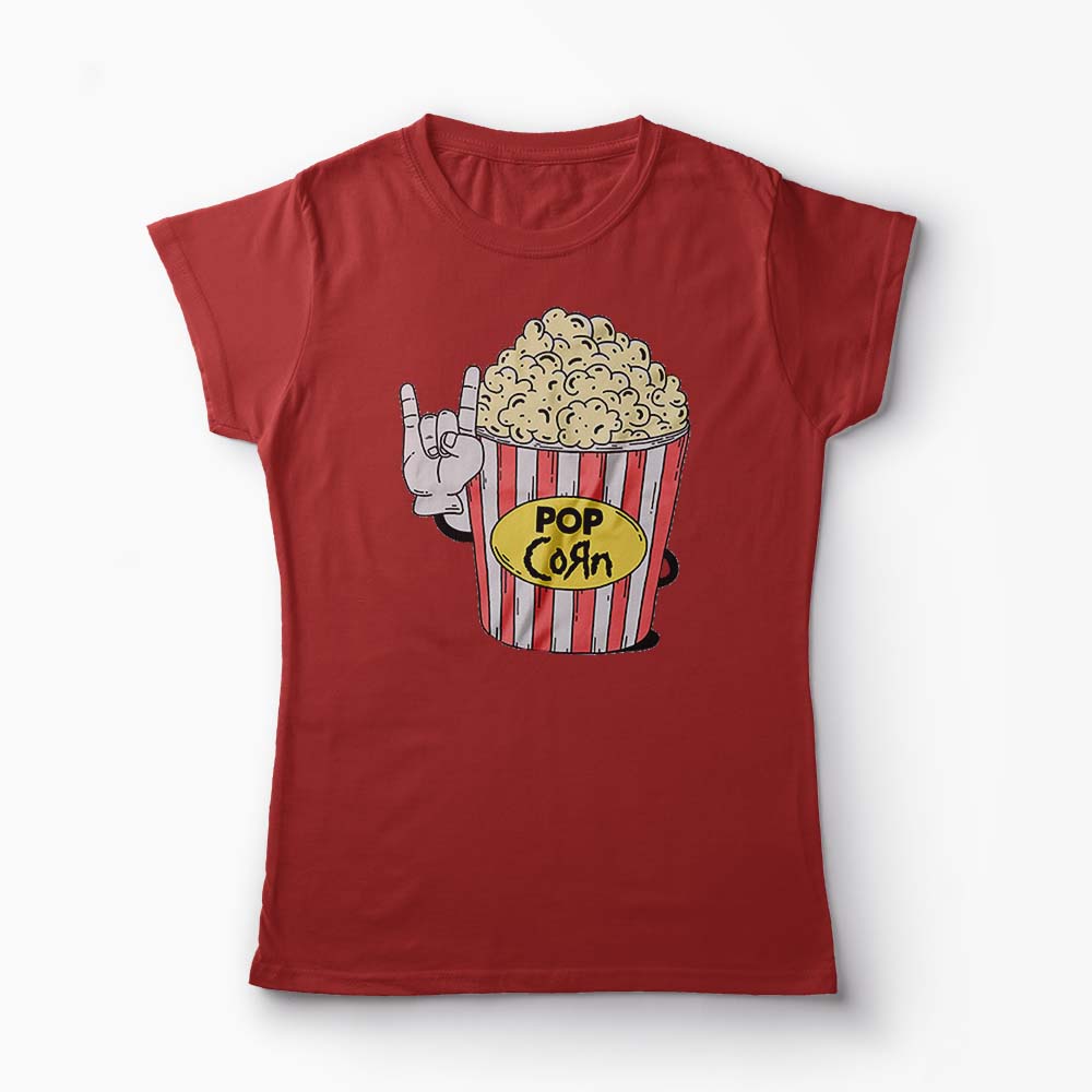 Tricou Personalizat Pop Korn Rock - Femei-Roșu