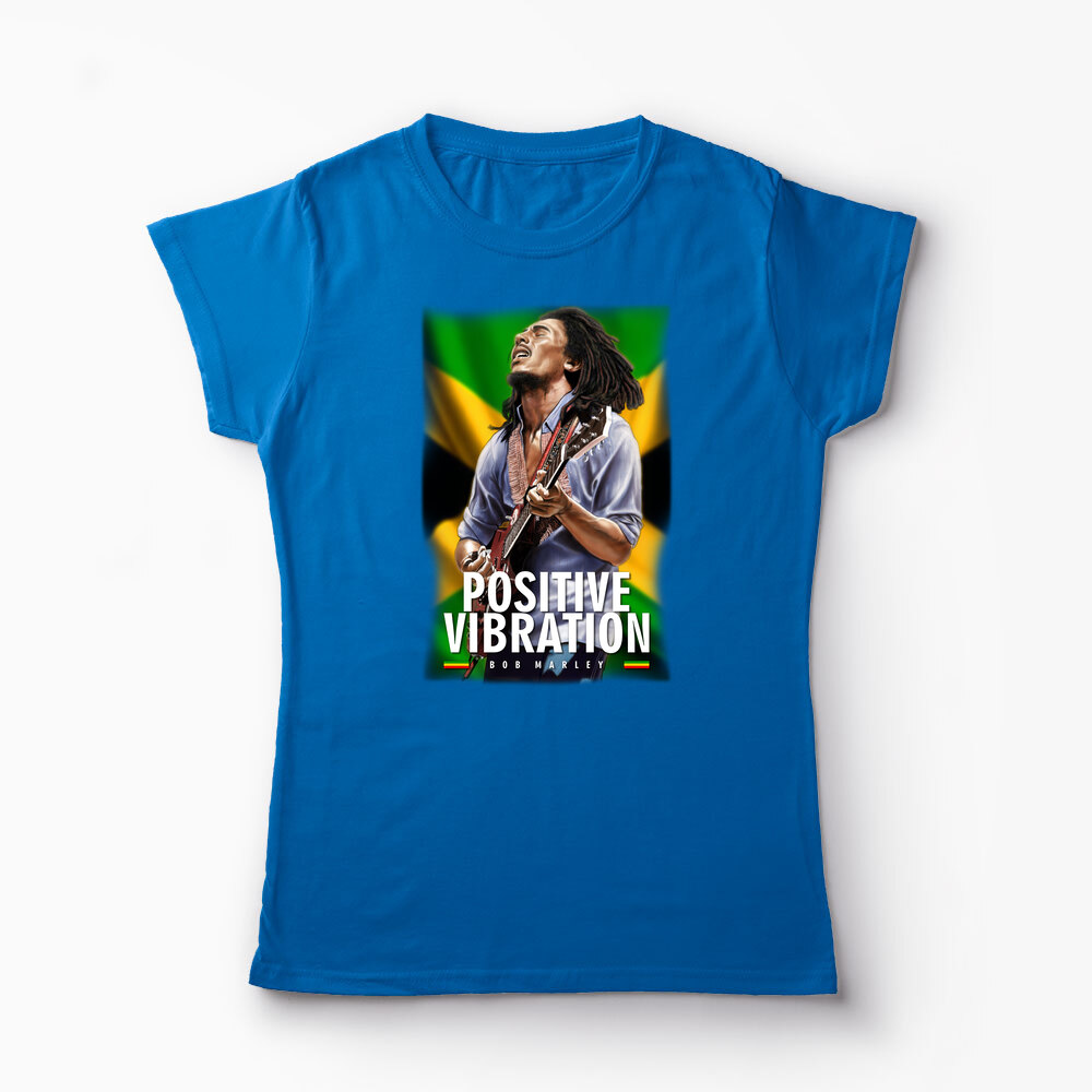 Tricou Personalizat Positive Vibration Bob Marley - Femei-Albastru Regal
