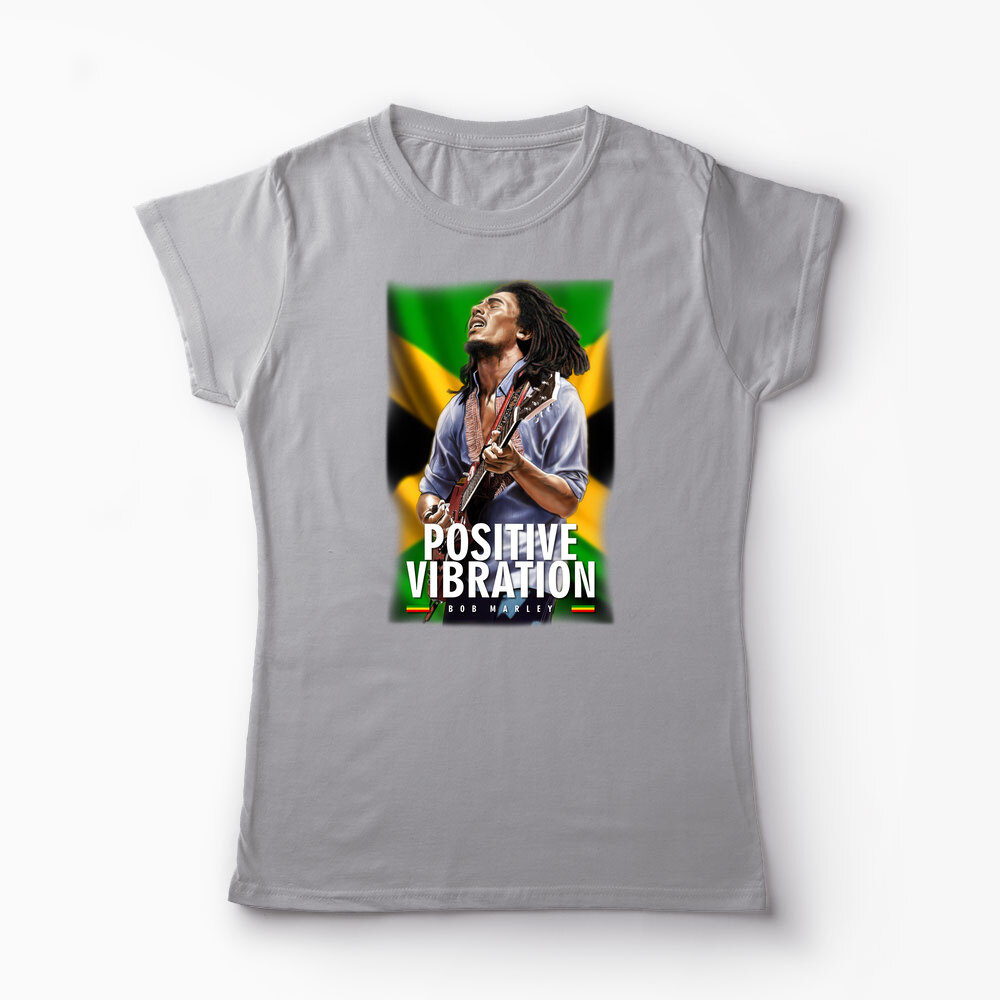 Tricou Personalizat Positive Vibration Bob Marley - Femei-Gri