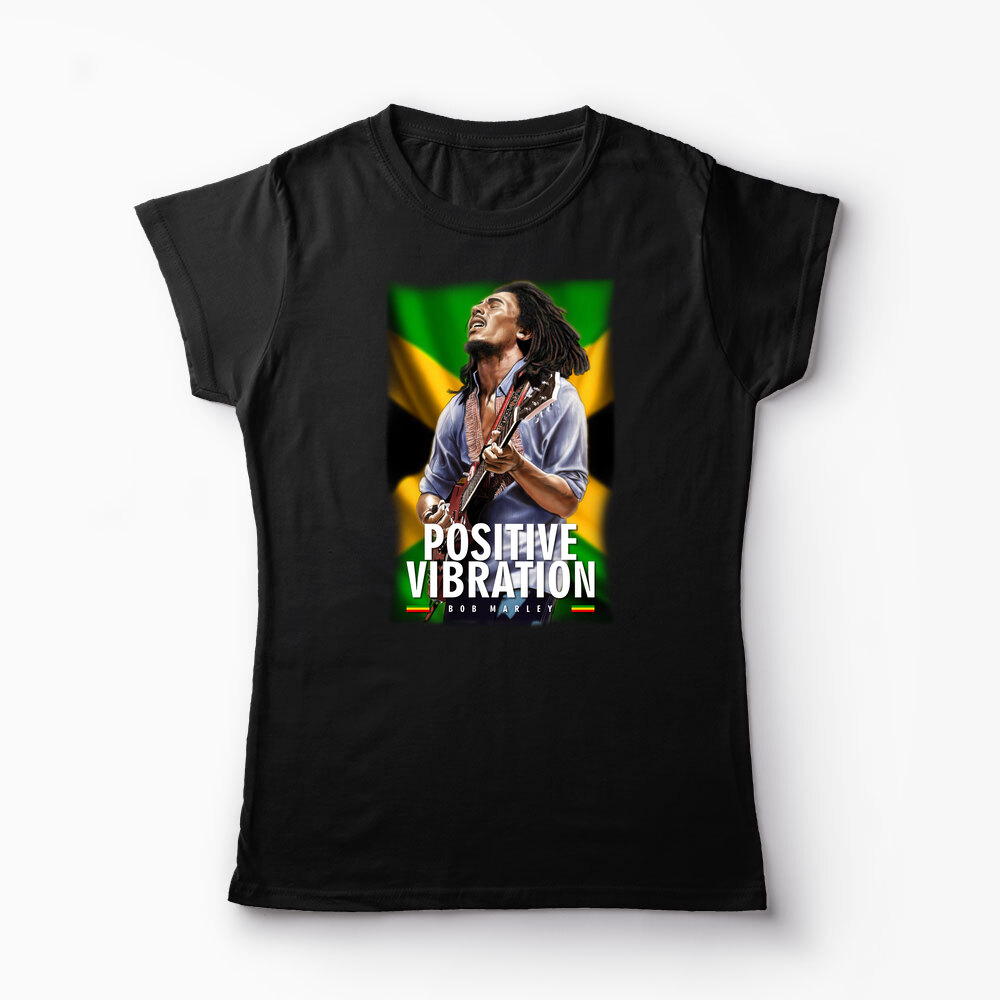 Tricou Personalizat Positive Vibration Bob Marley - Femei-Negru