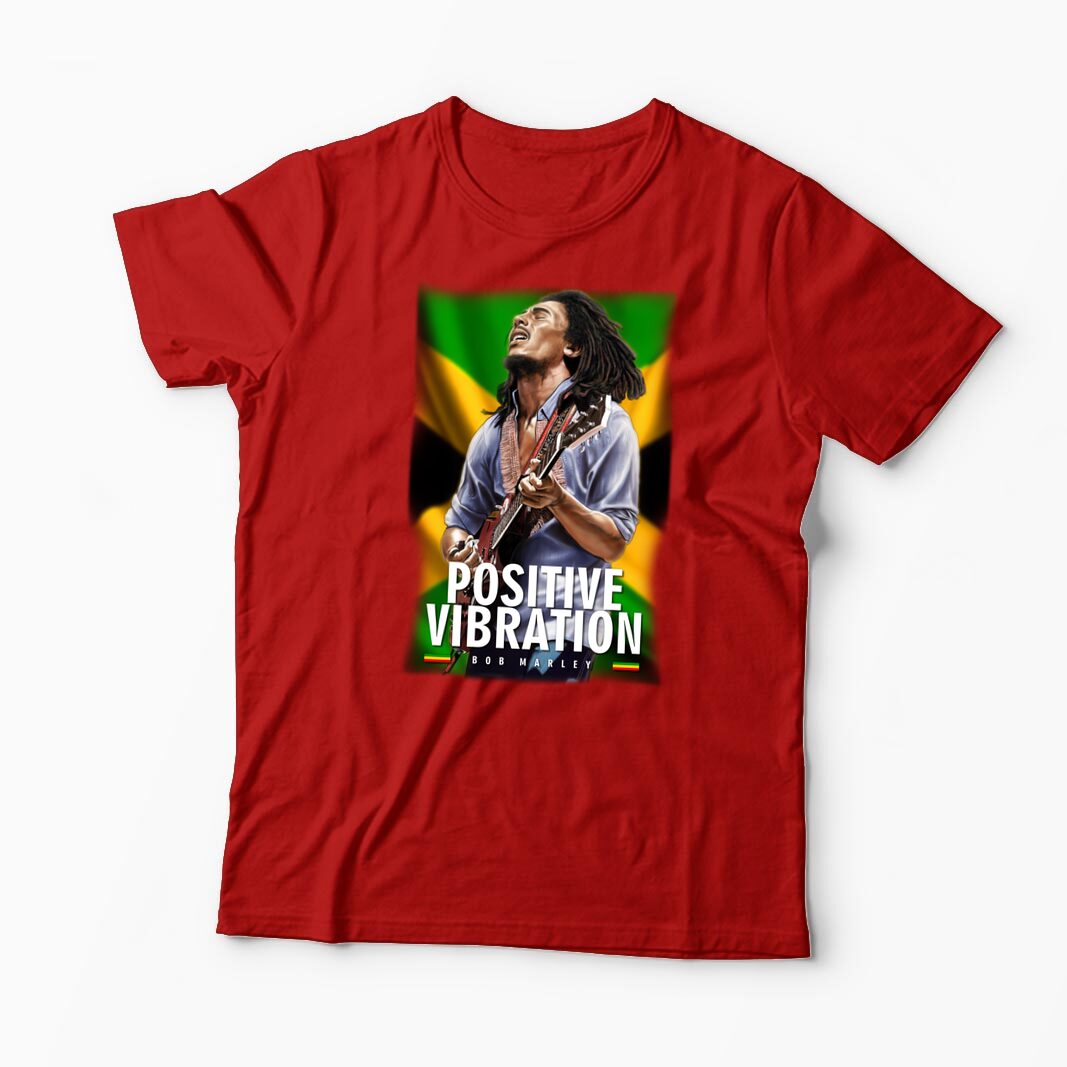 Tricou Personalizat Positive Vibration Bob Marley - Bărbați-Roșu