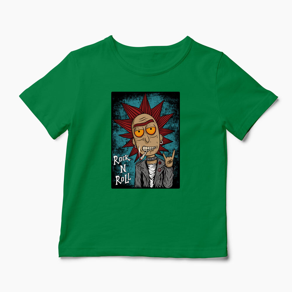 Tricou Personalizat Rick Sanchez Rock N' Roll - Copii-Verde
