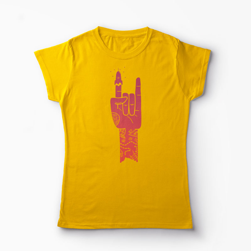 Tricou Personalizat ROCKet Ship - Femei-Galben