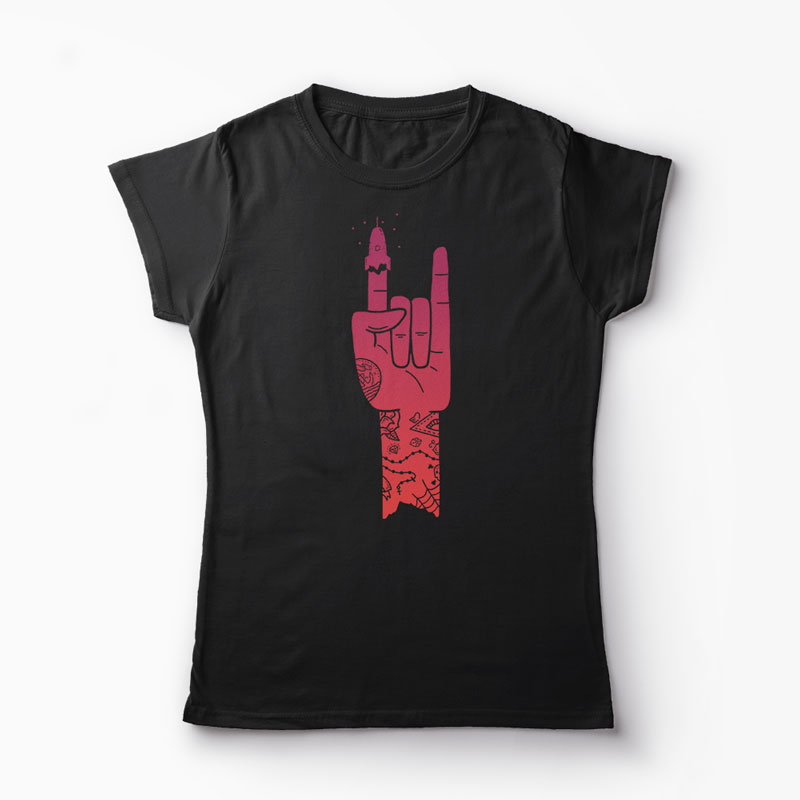 Tricou Personalizat ROCKet Ship - Femei-Negru