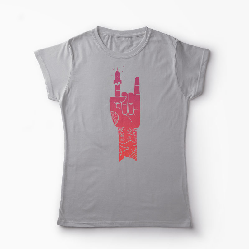 Tricou Personalizat ROCKet Ship - Femei-Gri