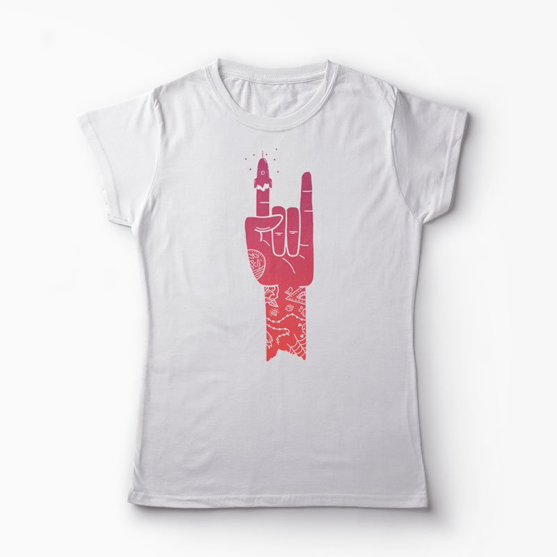 Tricou Personalizat ROCKet Ship - Femei-Alb