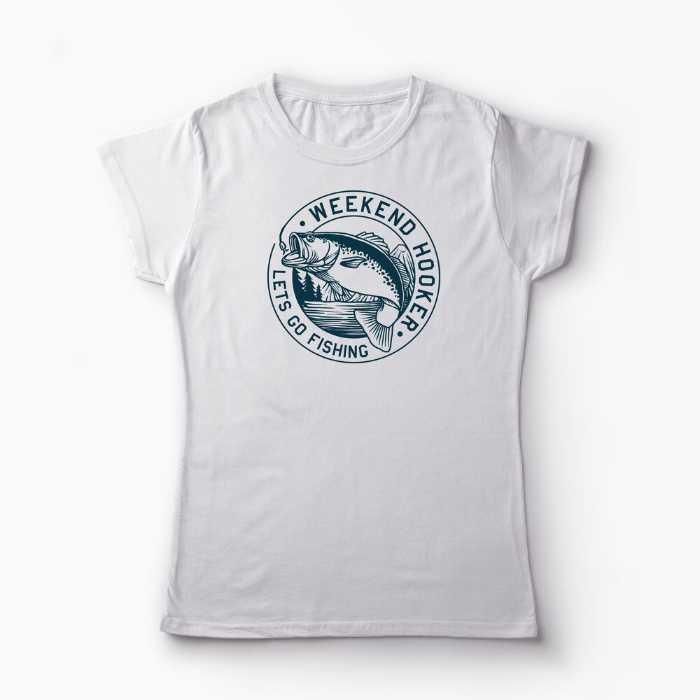 Tricou Personalizat Să Mergem La Pescuit-Weekend Hooker - Femei-Alb