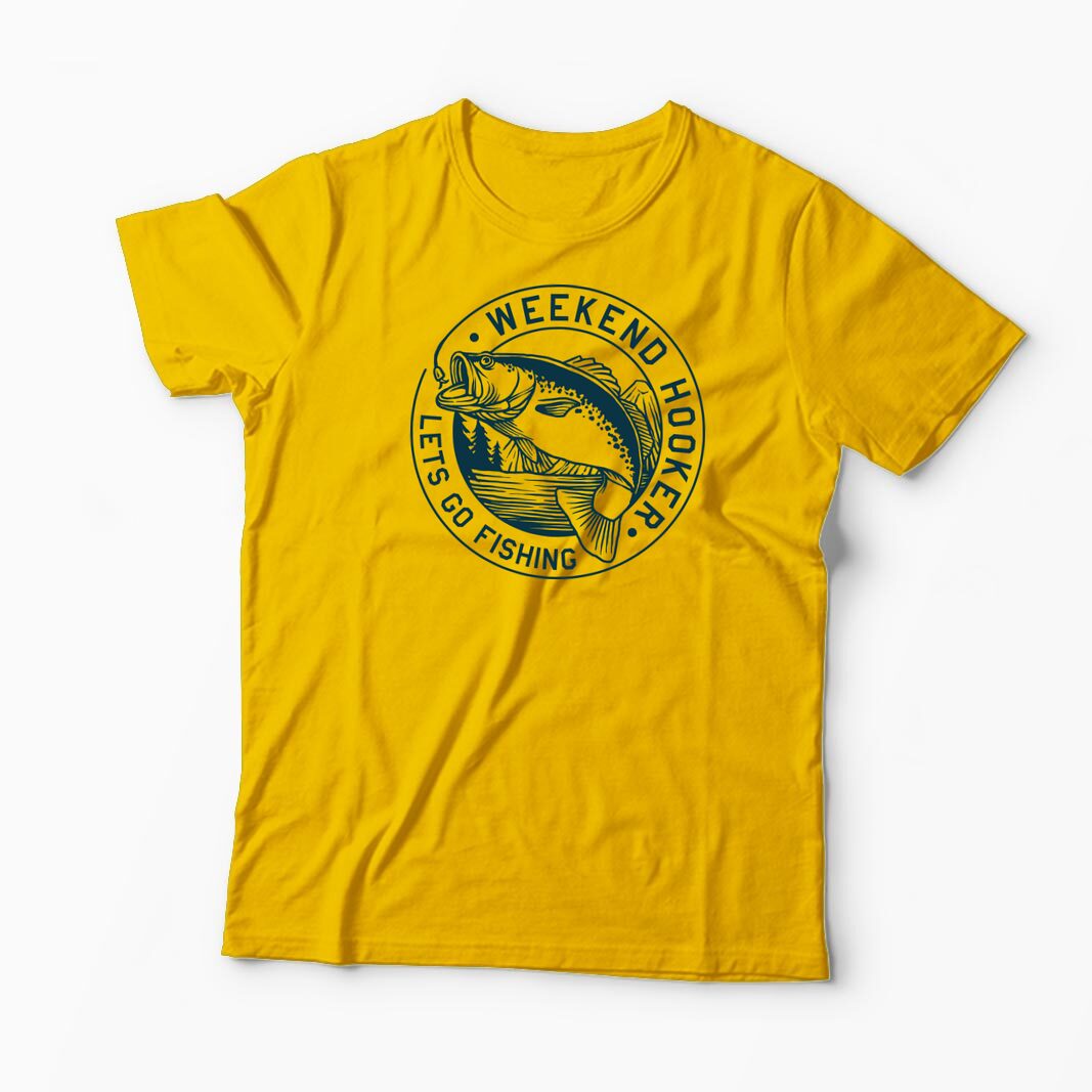 Tricou Personalizat Să Mergem La Pescuit-Weekend Hooker - Bărbați-Galben