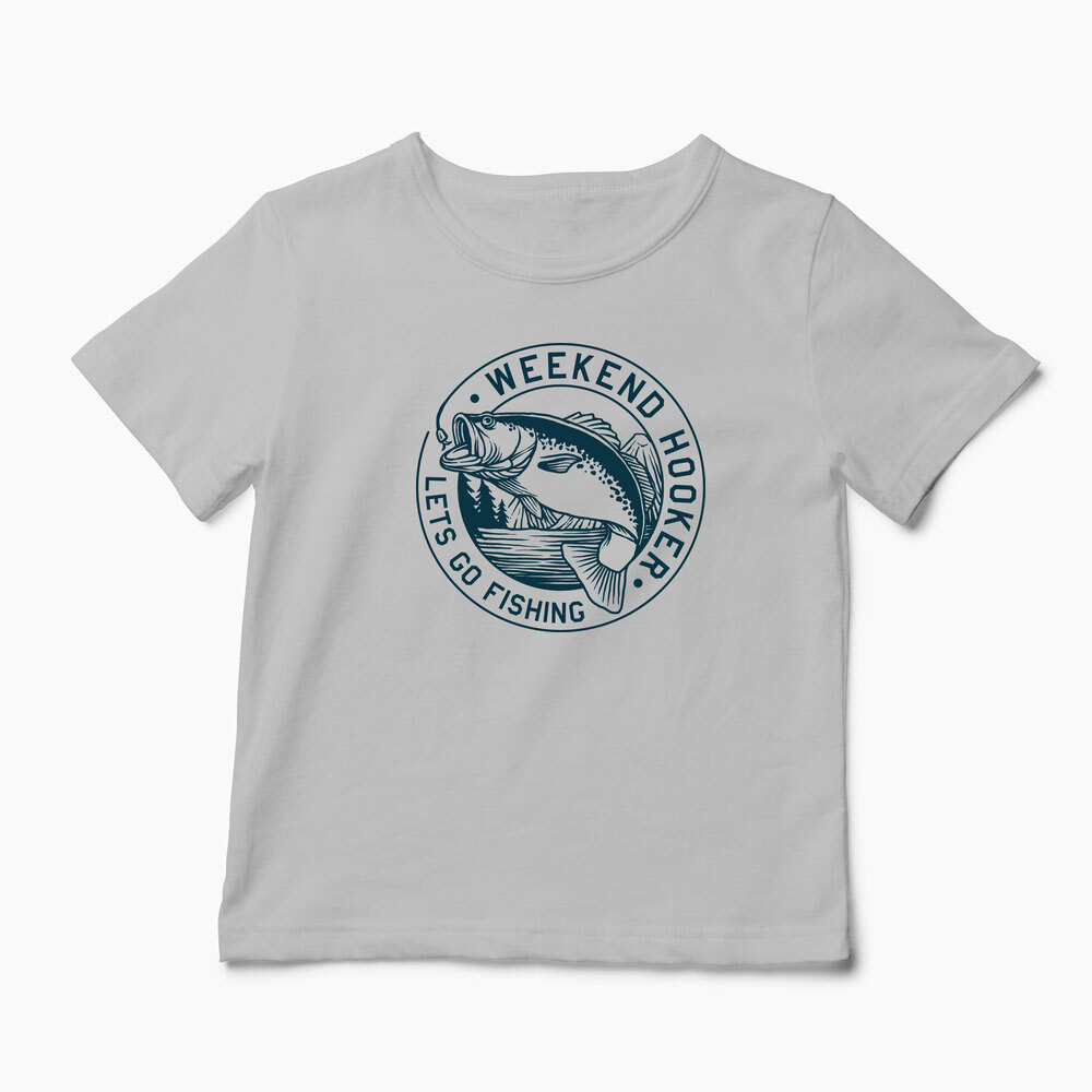 Tricou Personalizat Să Mergem La Pescuit-Weekend Hooker - Copii-Gri