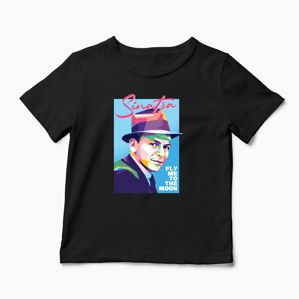 Tricou Personalizat Sinatra - Fly Me To The Moon - Copii-Negru