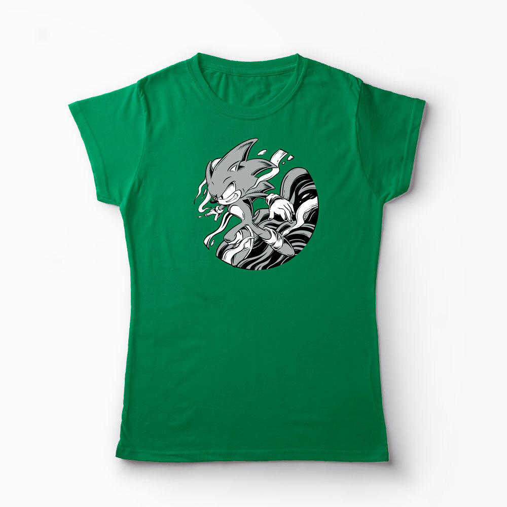Tricou Personalizat Sonic Monochrome - Femei-Verde
