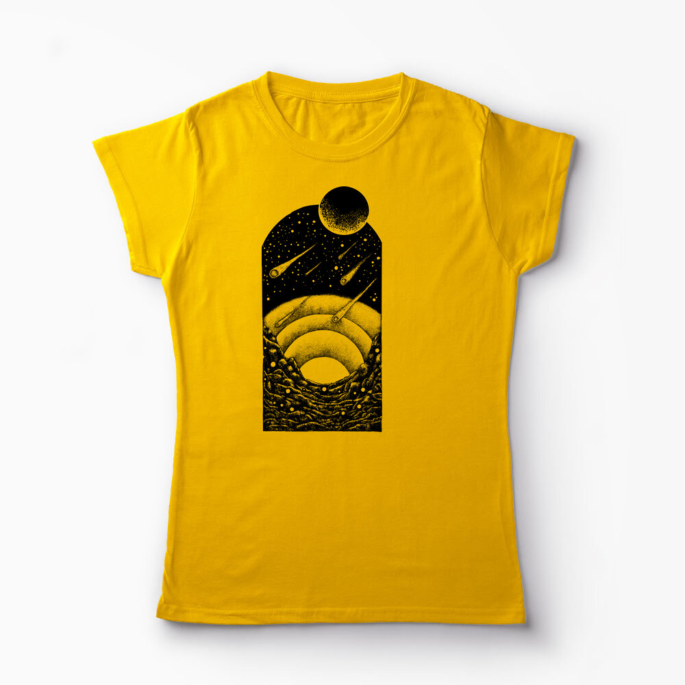 Tricou Personalizat Spațiu Univers Asteroizi - Femei-Galben