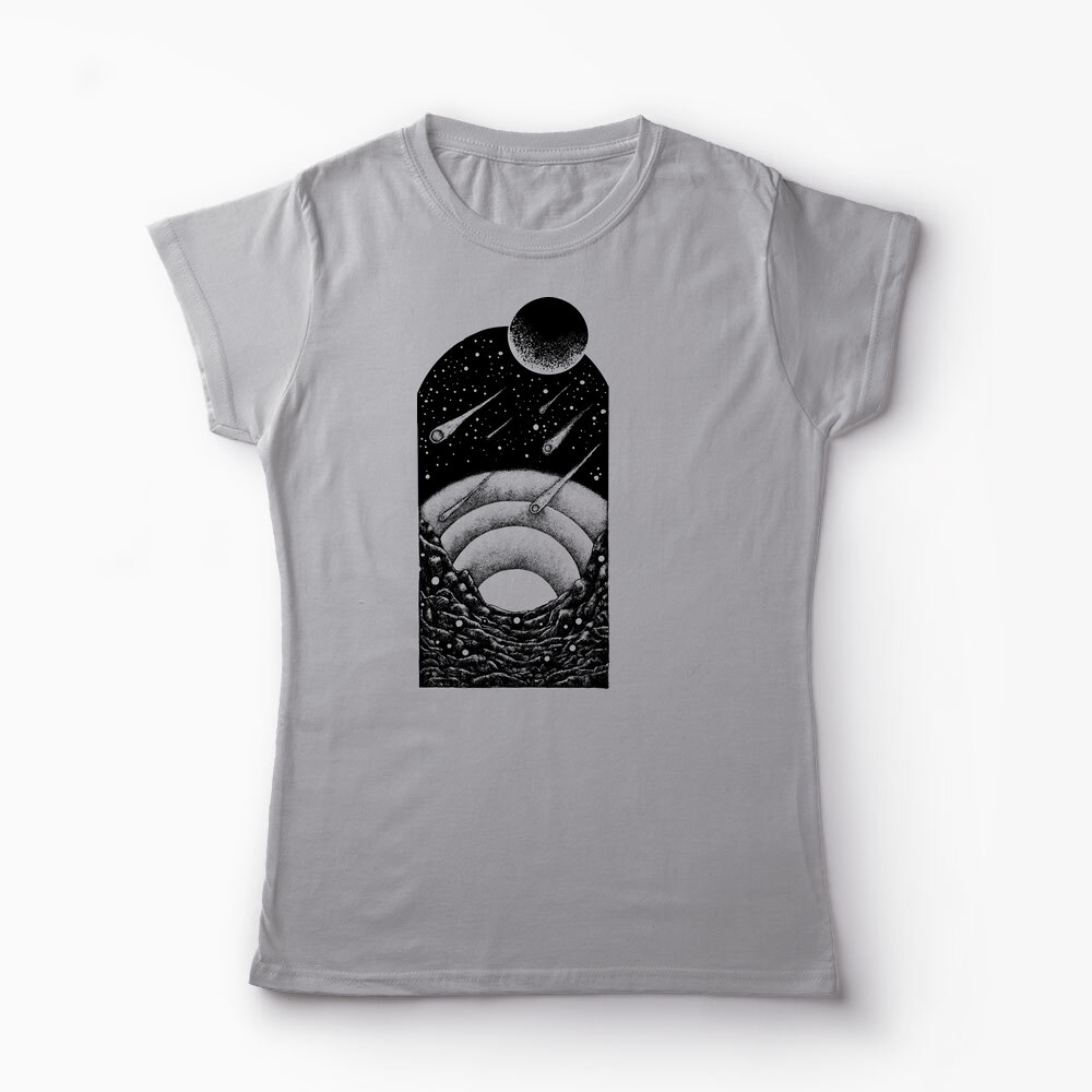 Tricou Personalizat Spațiu Univers Asteroizi - Femei-Gri