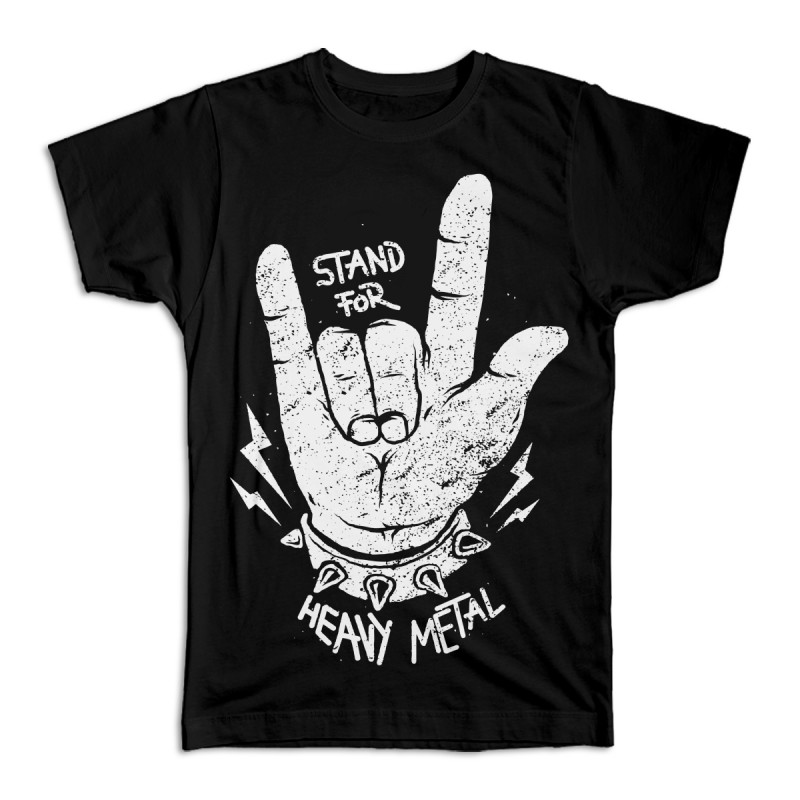 Tricou Personalizat Stand For Heavy Metal - Bărbați-Negru