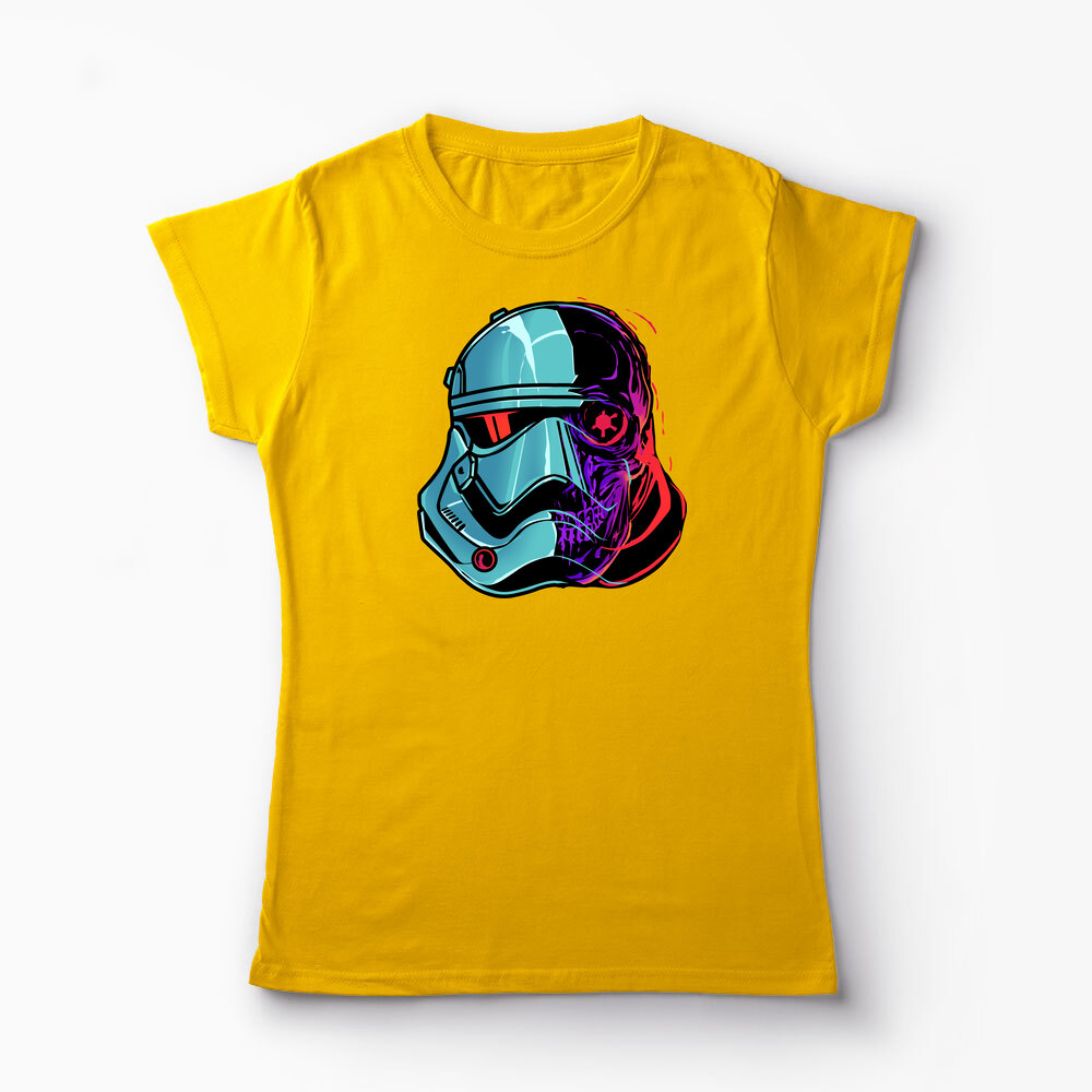 Tricou Personalizat Stormtrooper Cască & Craniu - Femei-Galben