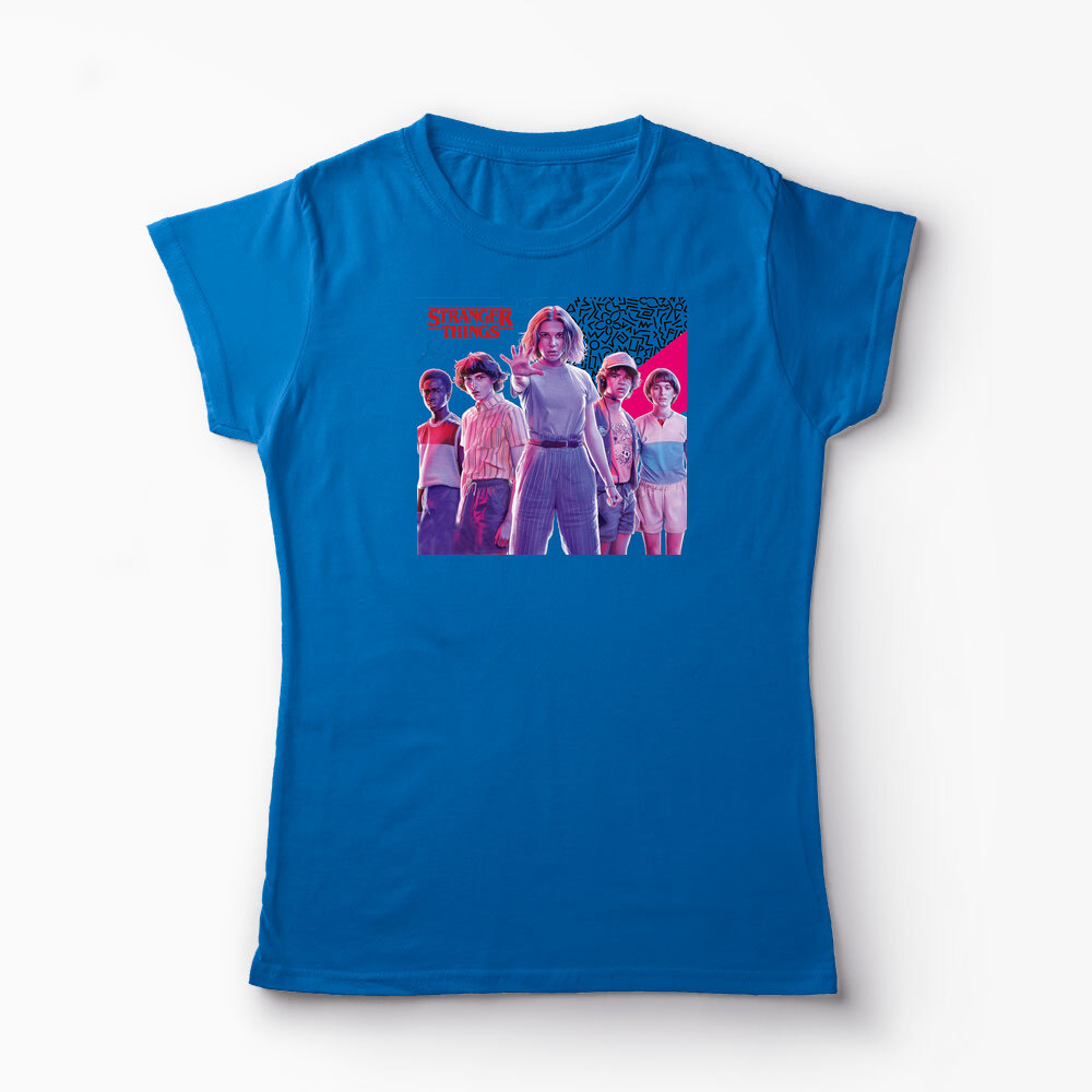 Tricou Personalizat Stranger Things 4 Gang - Femei-Albastru Regal
