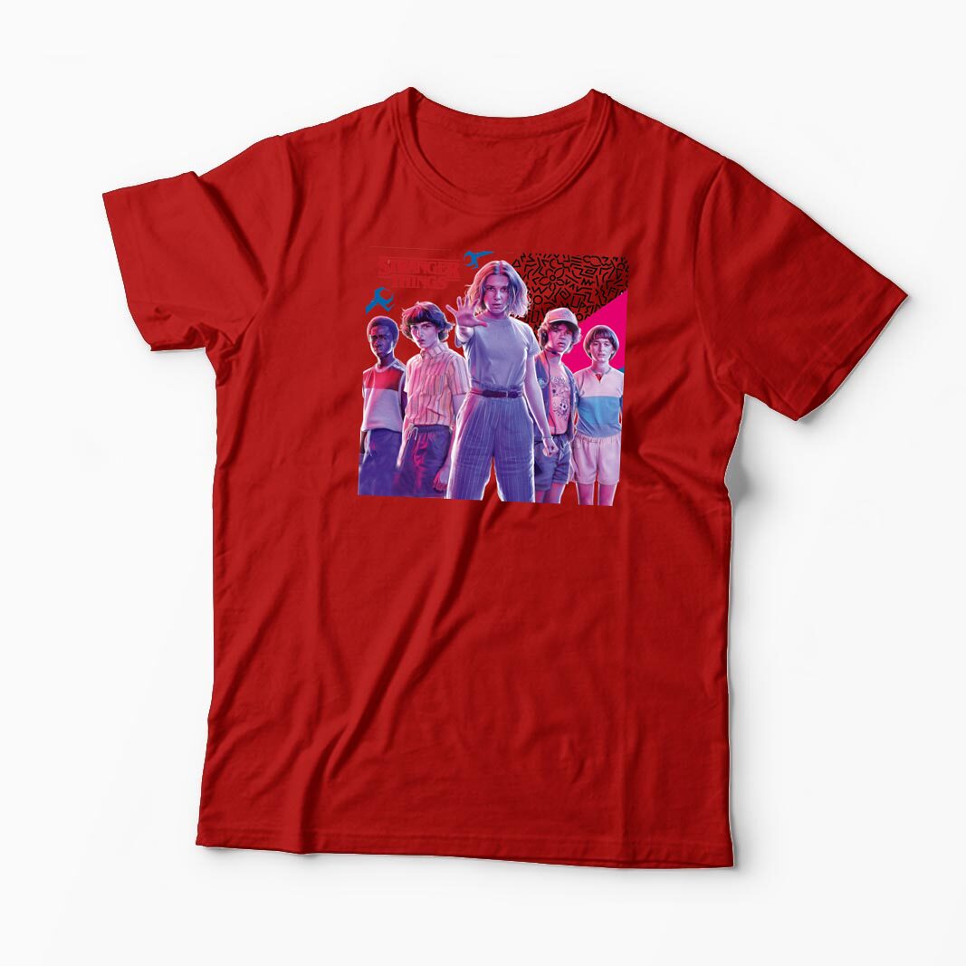 Tricou Personalizat Stranger Things 4 Gang - Bărbați-Roșu