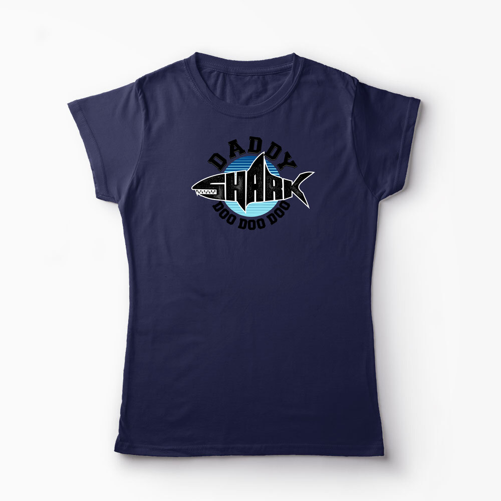 Tricou Personalizat Tată Rechin Do Do Do - Femei-Bleumarin
