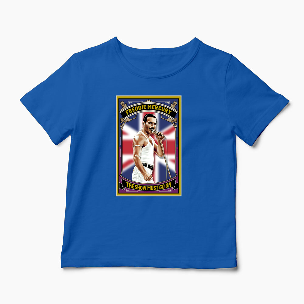 Tricou Personalizat The Show Must Go On - Freddie Mercury - Copii-Albastru Regal