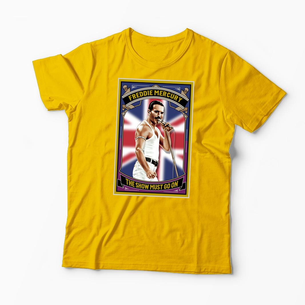 Tricou Personalizat The Show Must Go On - Freddie Mercury - Bărbați-Galben