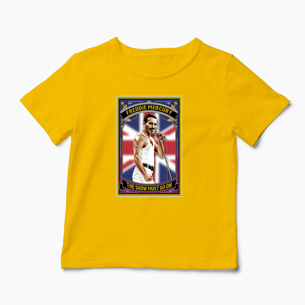 Tricou Personalizat The Show Must Go On - Freddie Mercury - Copii-Galben
