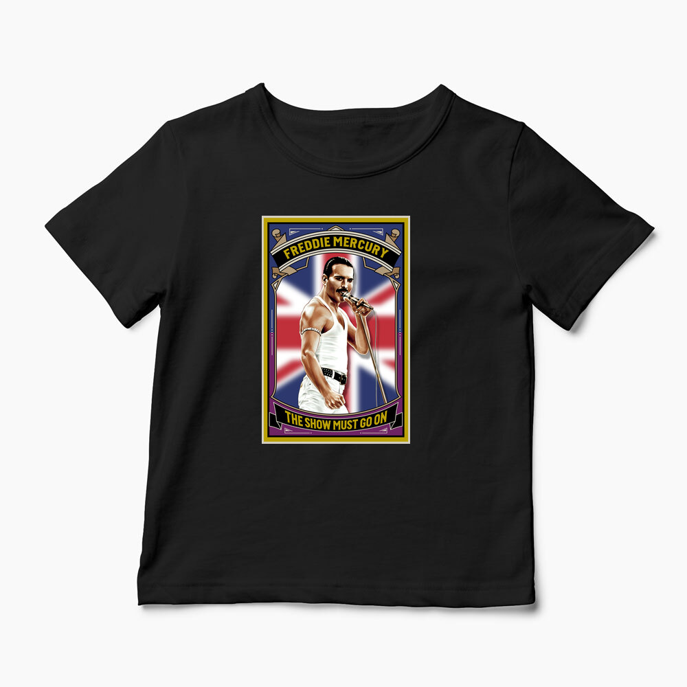 Tricou Personalizat The Show Must Go On - Freddie Mercury - Copii-Negru