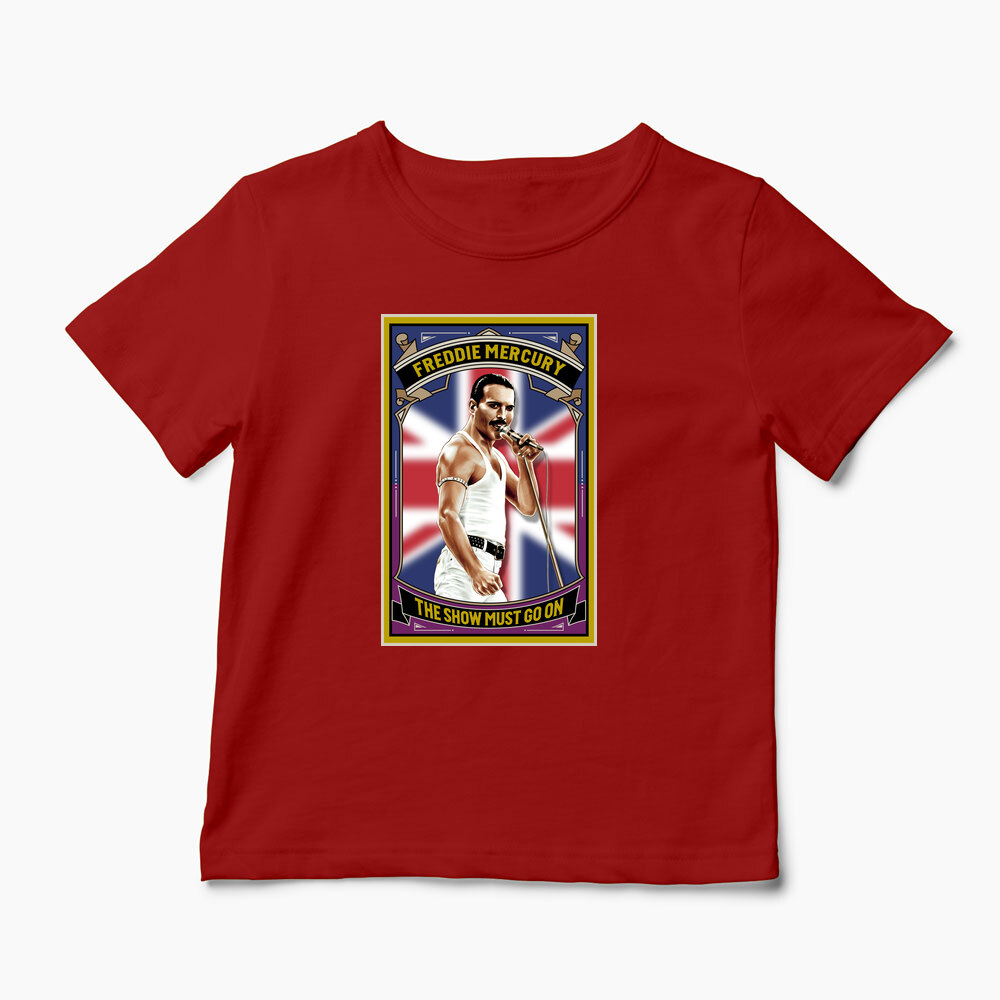 Tricou Personalizat The Show Must Go On - Freddie Mercury - Copii-Roșu