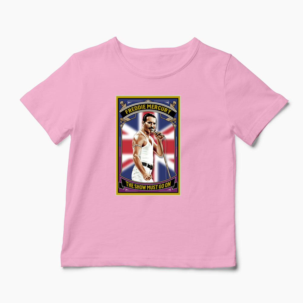 Tricou Personalizat The Show Must Go On - Freddie Mercury - Copii-Roz