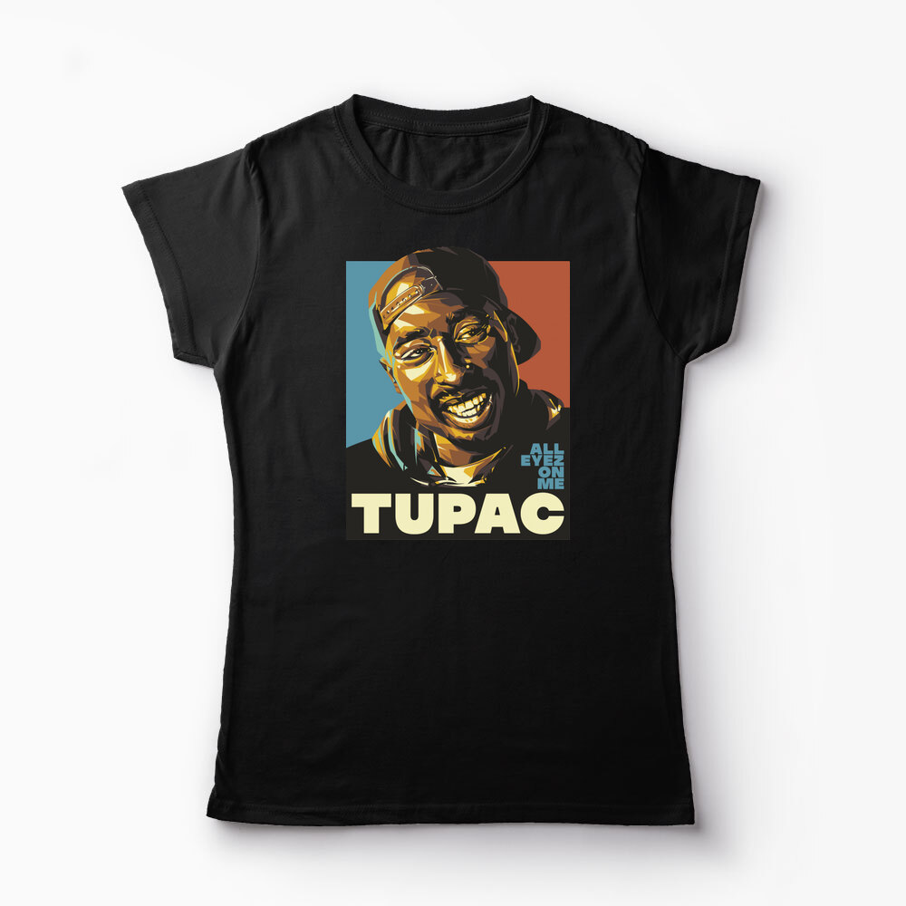 Tricou Personalizat Tupac All Eyez On Me - Femei-Negru