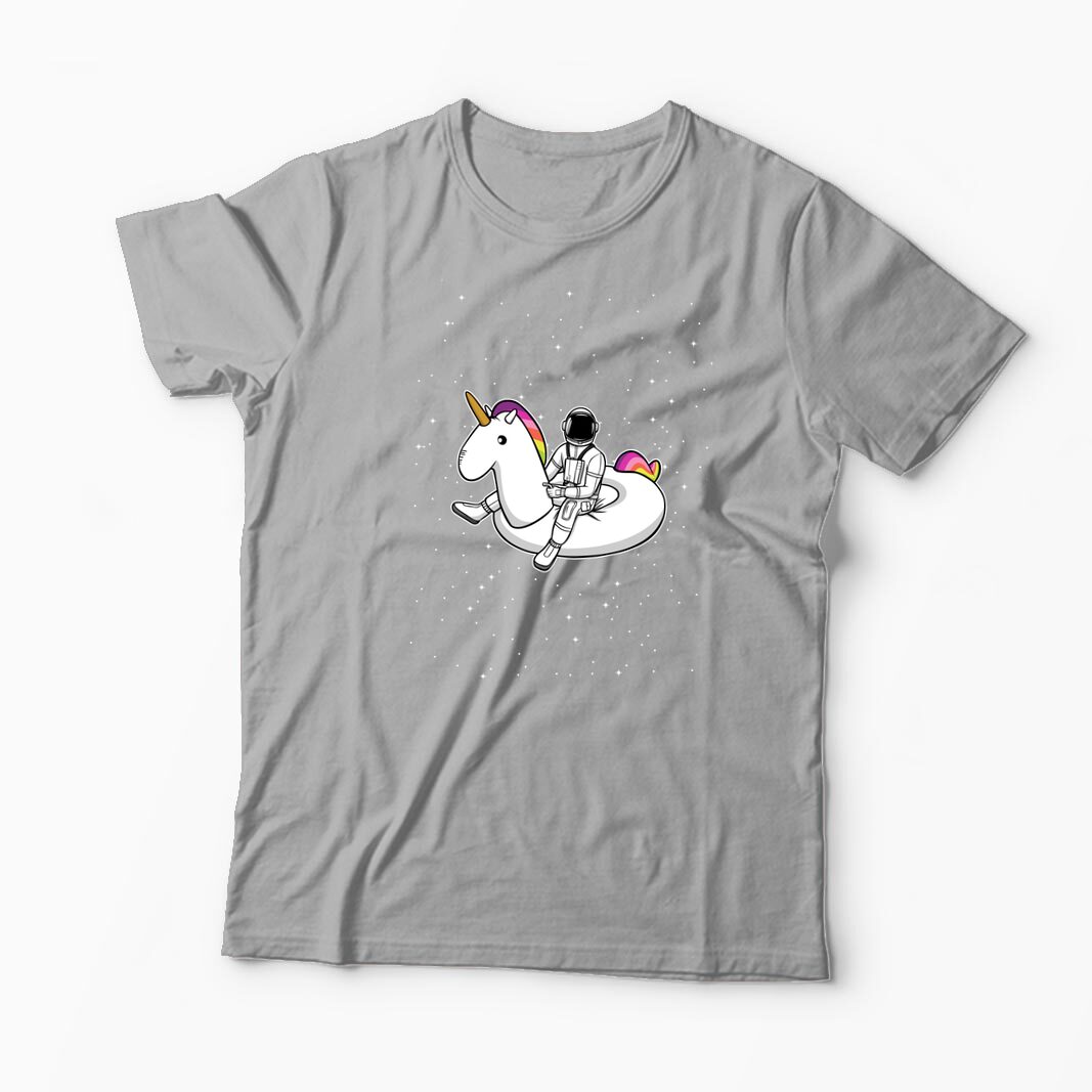 Tricou Personalizat Unicorn Plutitor cu Astronaut - Bărbați-Gri