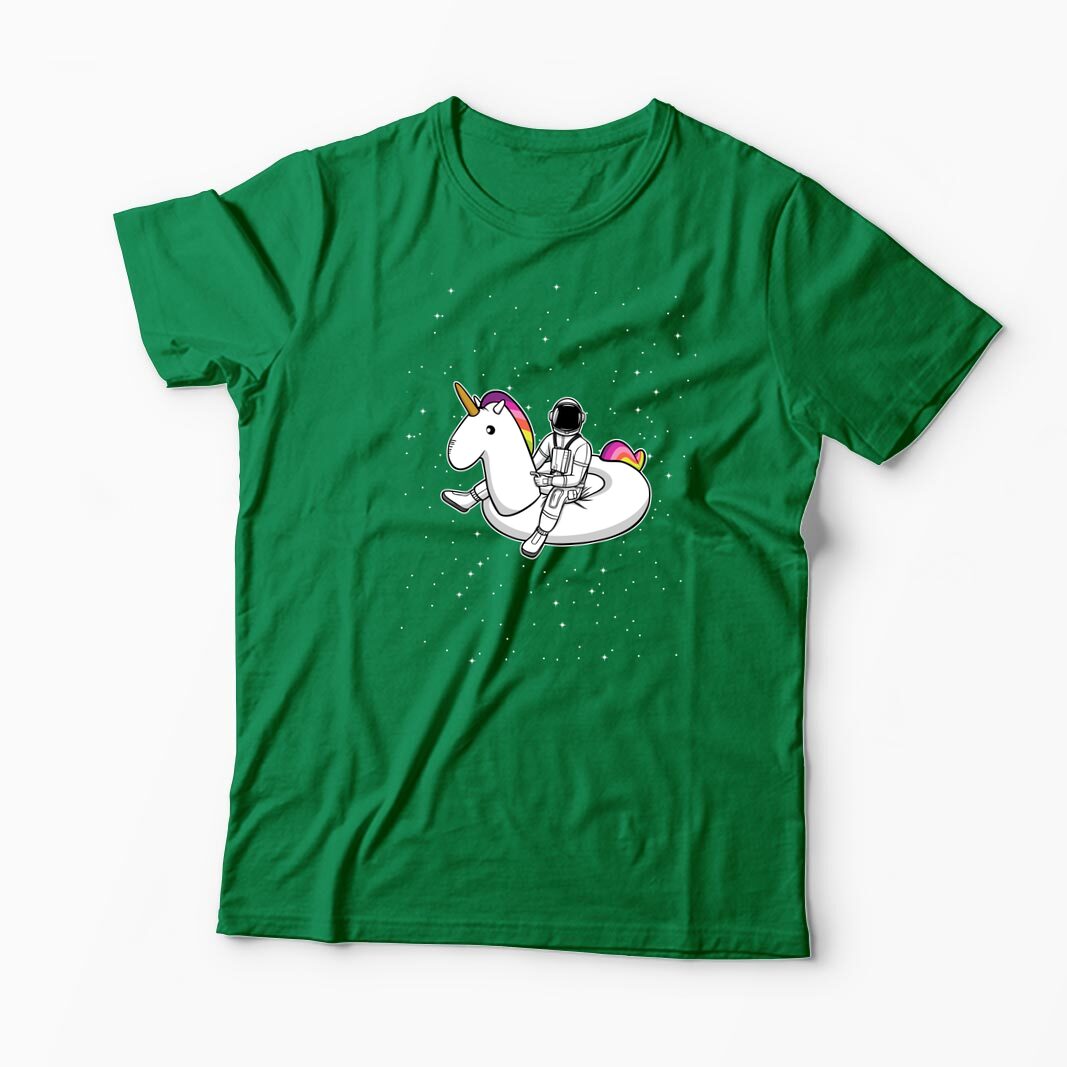 Tricou Personalizat Unicorn Plutitor cu Astronaut - Bărbați-Verde